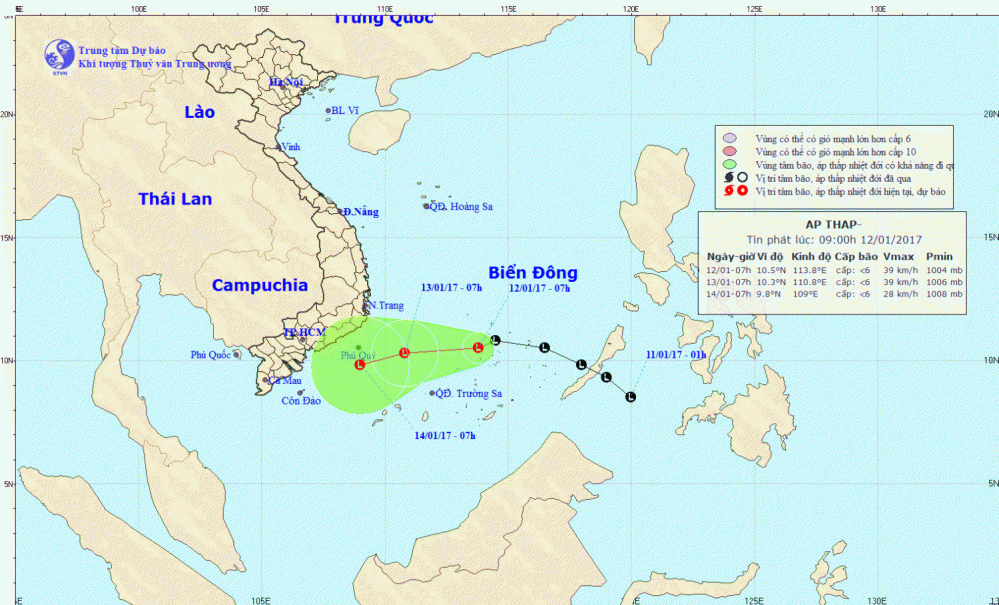 Tin về vùng áp thấp trên Biển Đông