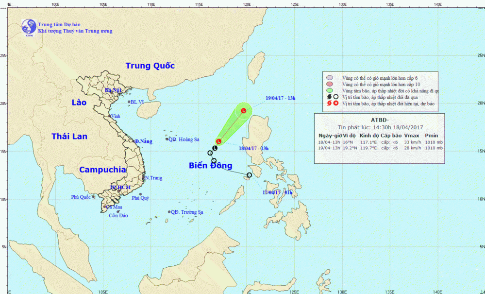 Tin về vùng áp thấp trên Biển Đông