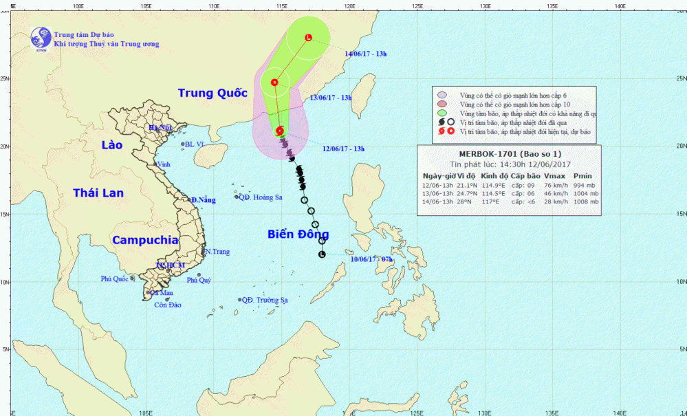 Tin bão trên Biển Đông - cơn bão số 1