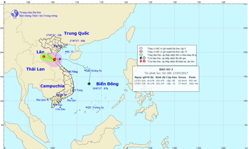 Tin bão trên đất liền (cơn bão số 2)