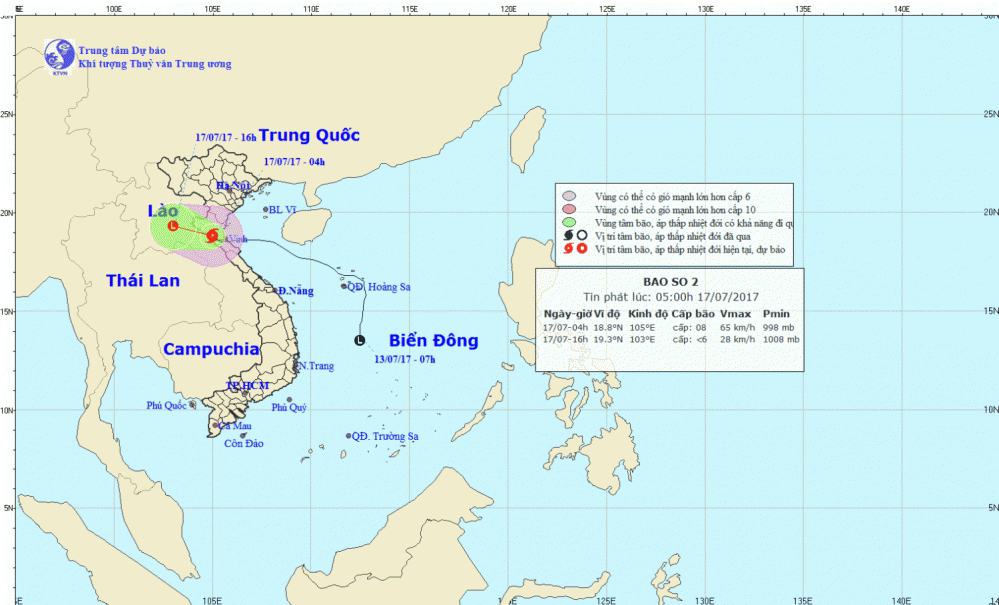 Tin bão trên đất liền (cơn bão số 2)