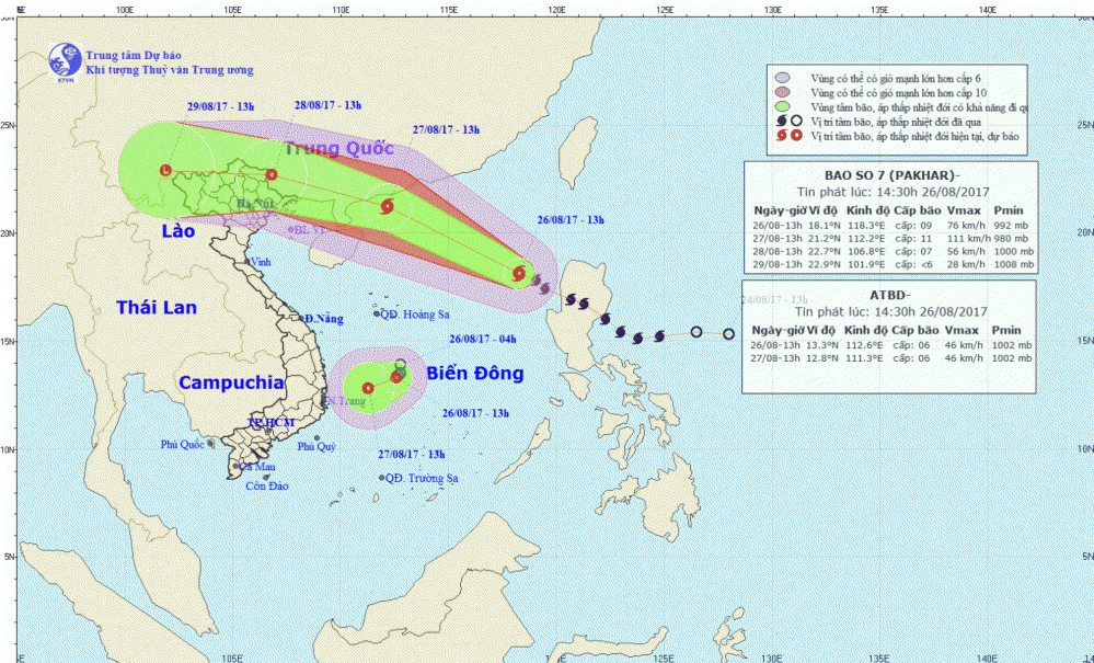 Tin bão trên Biển Đông (cơn bão số 7) và tin ATNĐ trên Biển Đông
