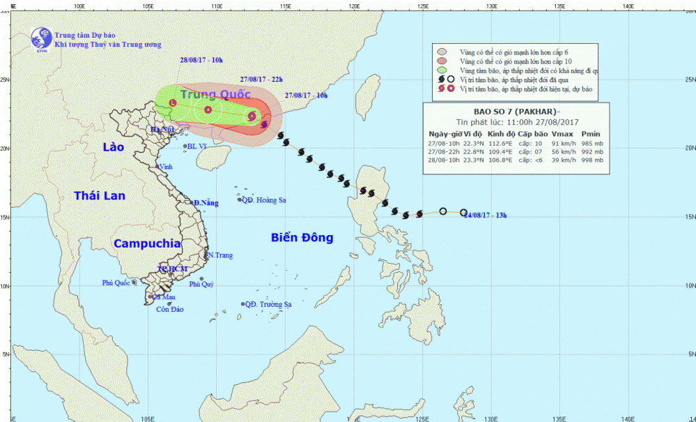 Tin bão trên đất liền (cơn bão số 7)