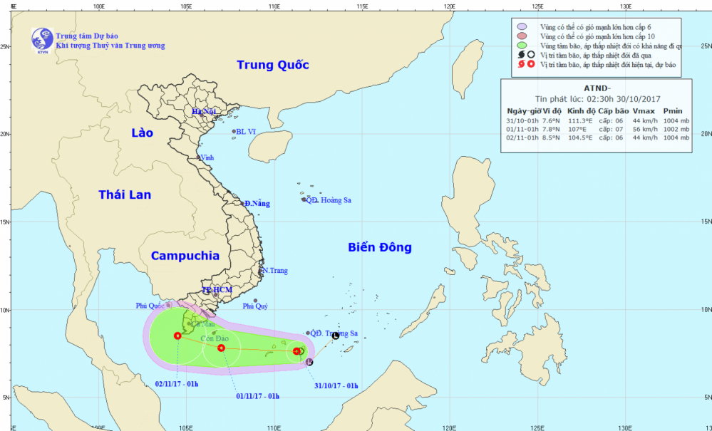 Tin Áp thấp nhiệt đới trên Biển Đông và mưa lớn trên đất liền ở Trung Bộ