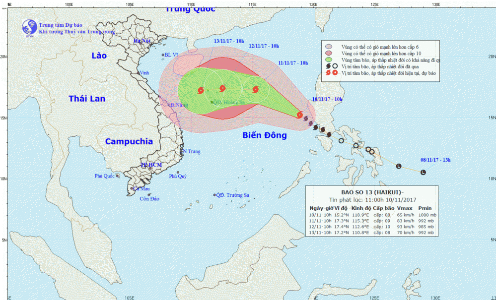 Tin bão trên Biển Đông (cơn bão số 13)