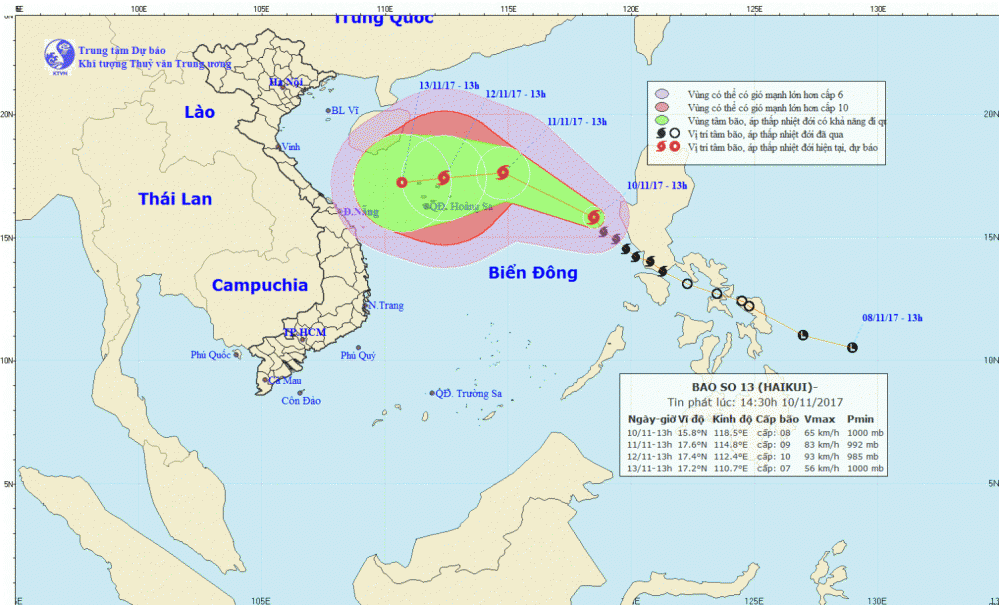 Tin bão trên Biển Đông (cơn bão số 13)