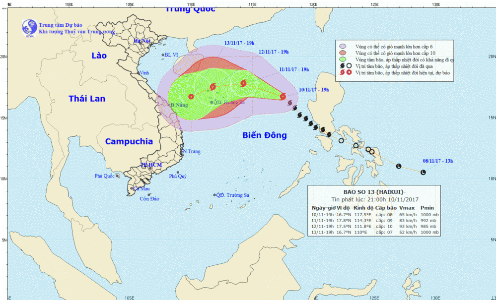 Tin bão trên Biển Đông (cơn bão số 13)