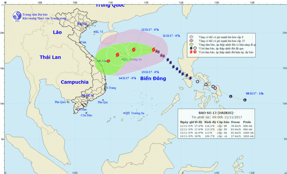 Tin bão trên Biển Đông (cơn bão số 13)