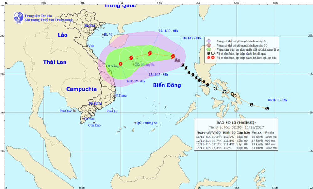 Tin bão trên Biển Đông (cơn bão số 13)