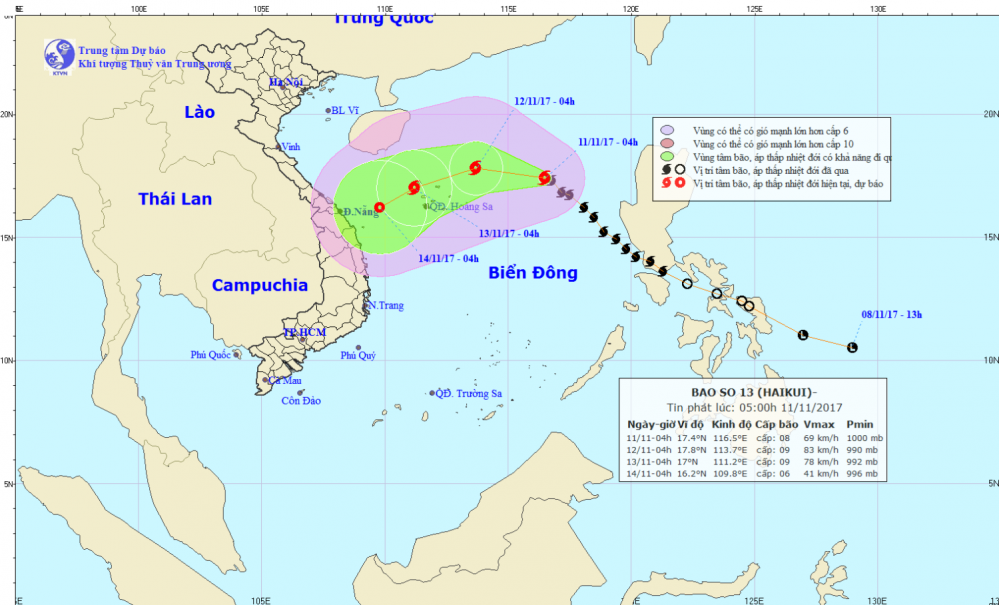 Tin bão trên Biển Đông (cơn bão số 13)