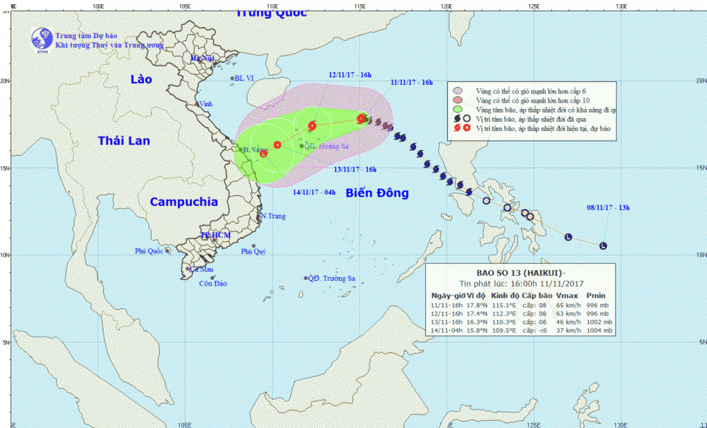 Tin bão trên Biển Đông (cơn bão số 13)