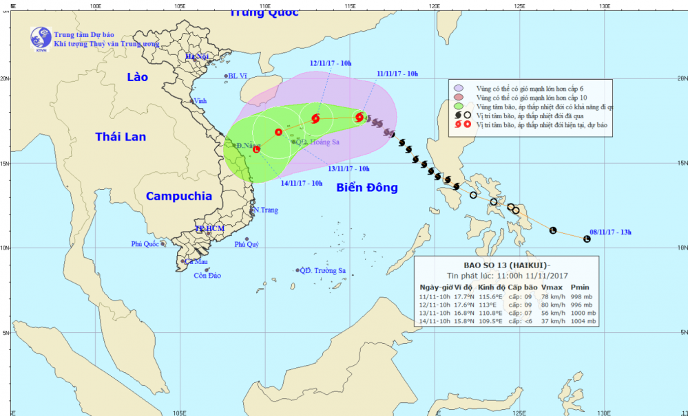 Tin bão trên Biển Đông (cơn bão số 13)