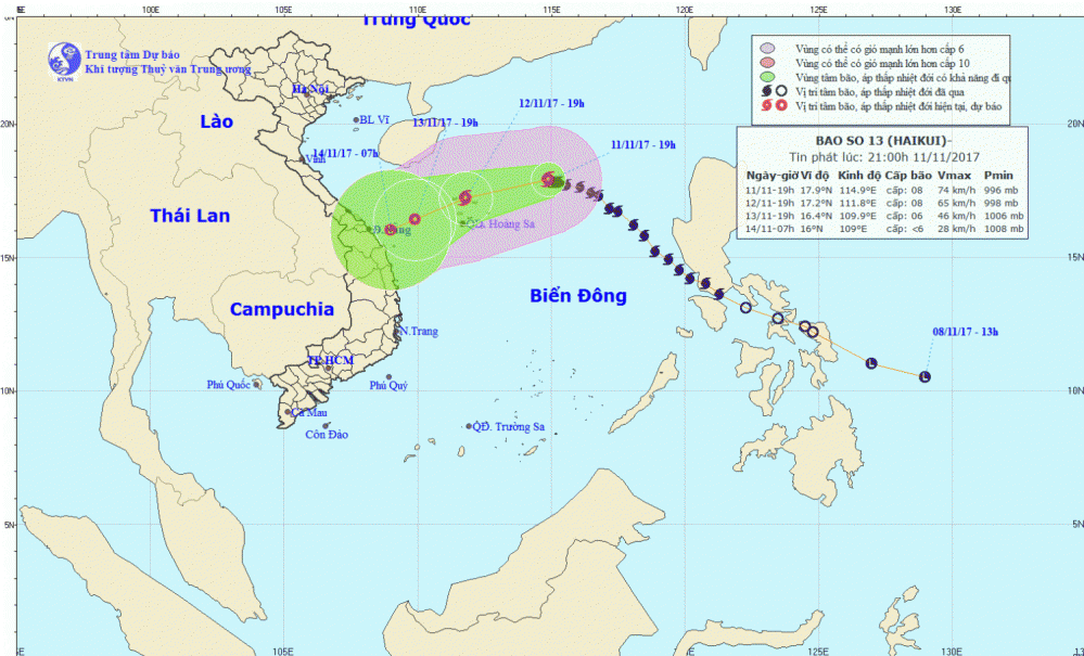 Tin bão trên Biển Đông (cơn bão số 13)