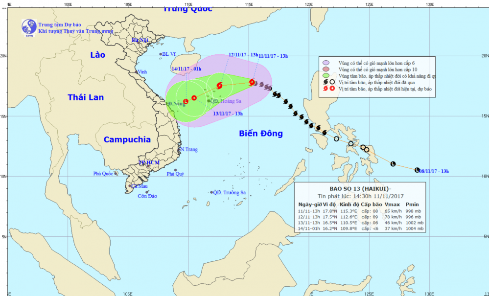 Tin bão trên Biển Đông (cơn bão số 13)