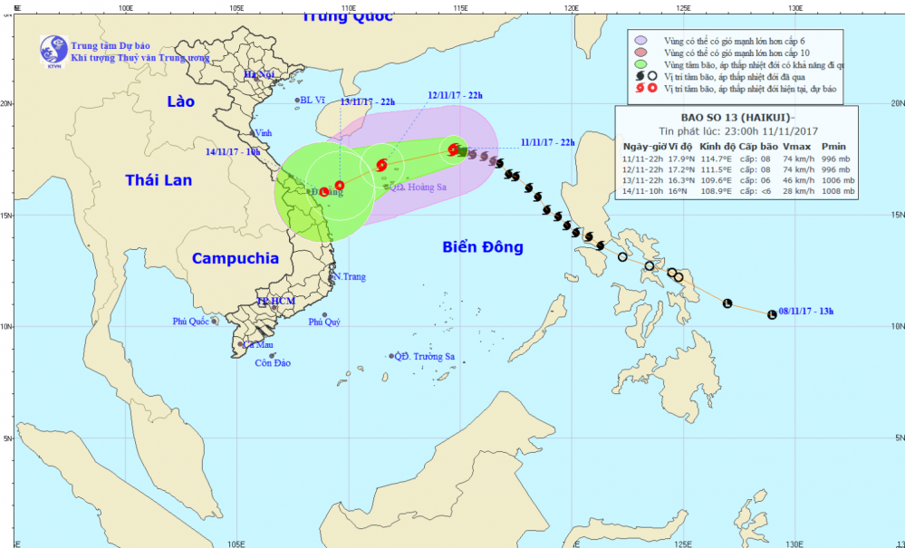 Tin bão trên Biển Đông (cơn bão số 13)