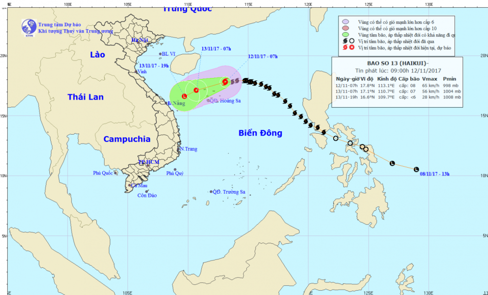 Tin bão trên Biển Đông (cơn bão số 13)