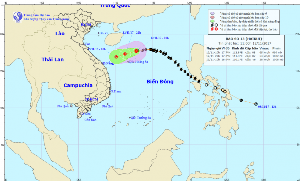 Tin bão trên Biển Đông (cơn bão số 13)