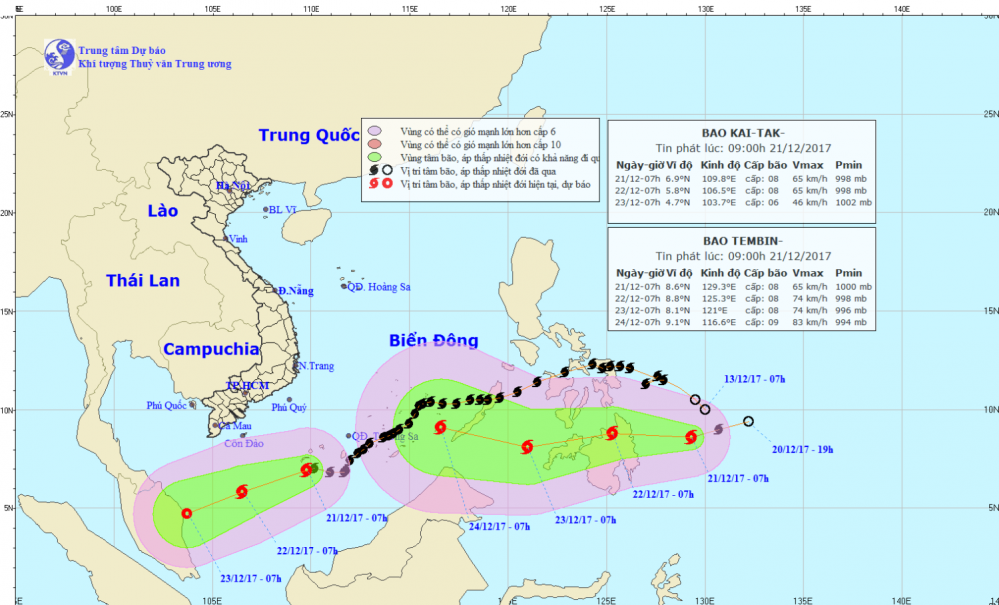 Tin bão trên Biển Đông (bão số 15) và tin bão gần Biển Đông (bão Tembin)