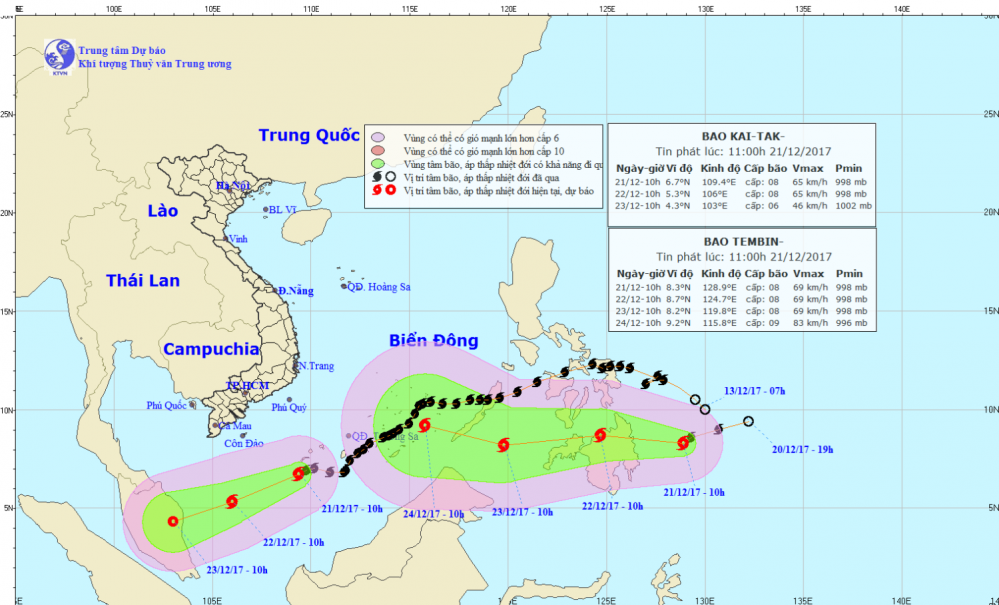 Tin bão trên Biển Đông (bão số 15) và tin bão gần Biển Đông (bão Tembin)