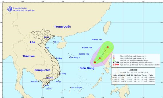 Tin áp thấp nhiệt đới trên Biển Đông (21h00 ngày 06/8)