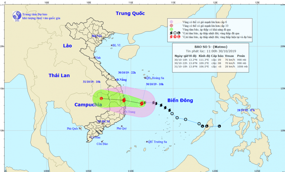 Tin bão khẩn cấp - cơn bão số 5 (11h00 ngày 30/10)