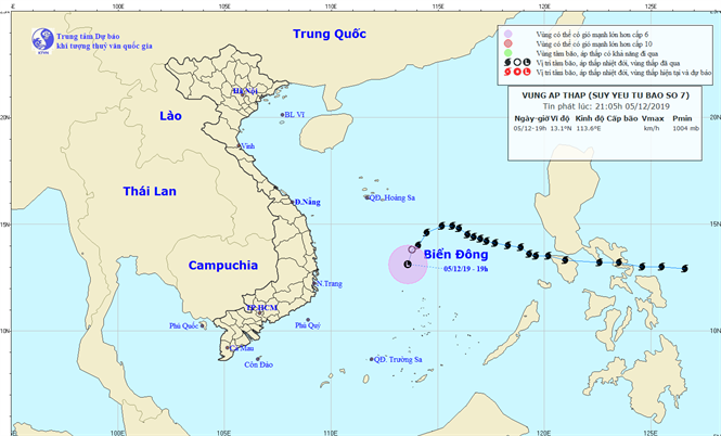 Tin về cơn bão số 07 (21h00 ngày 05/12)