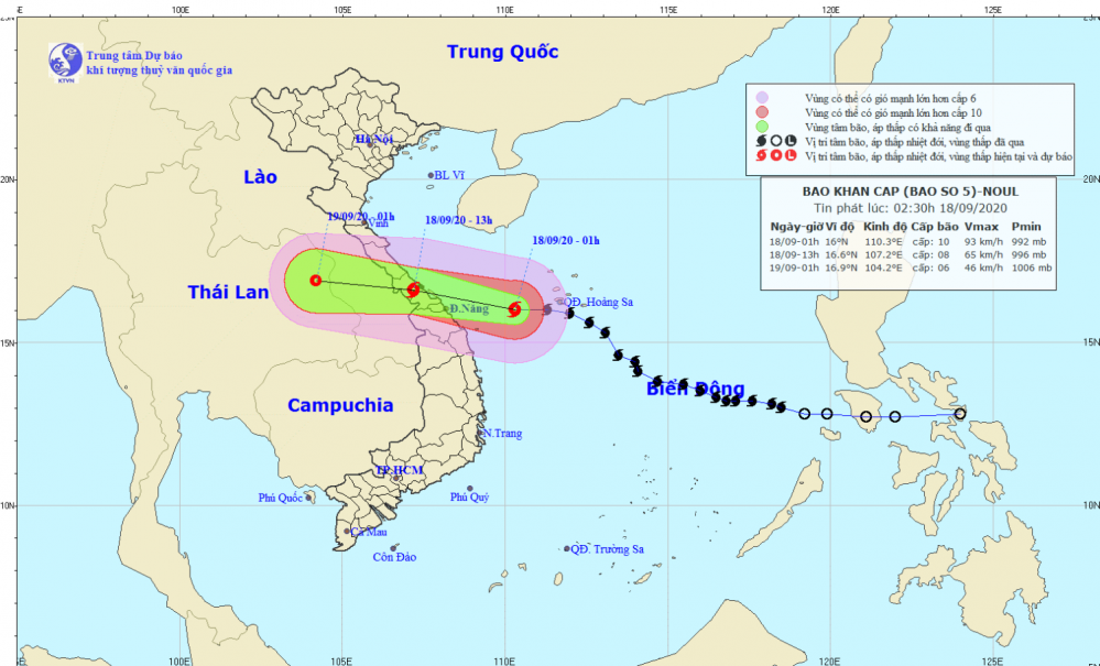 Tin bão khẩn cấp - cơn bão số 05 (02h30 ngày 18/9)