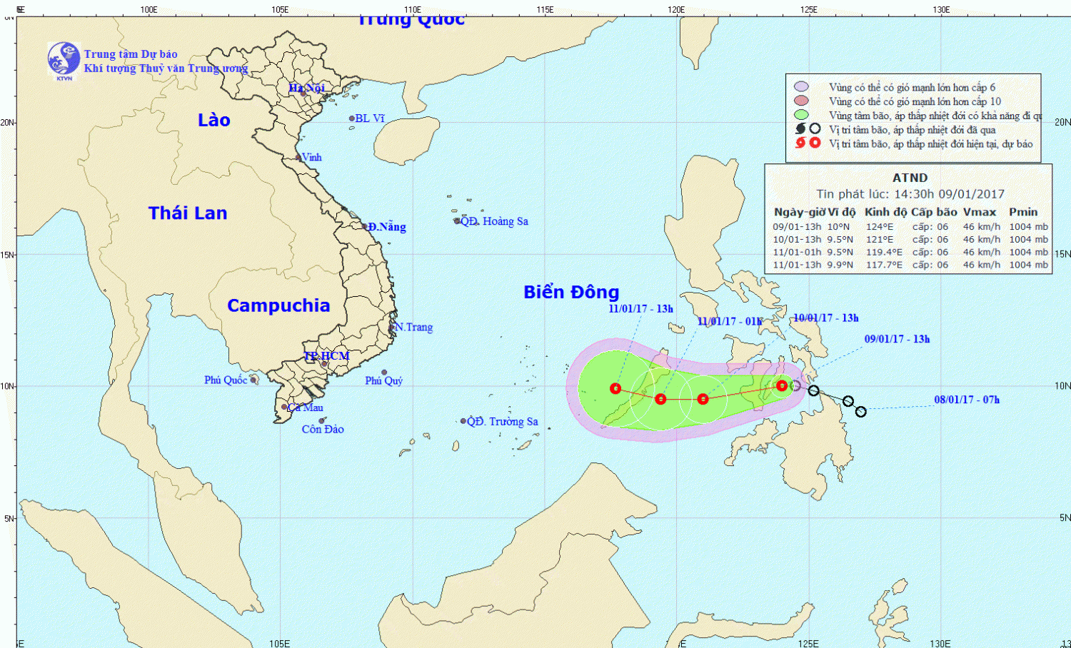 Tin Áp thấp nhiệt đới gần Biển Đông
