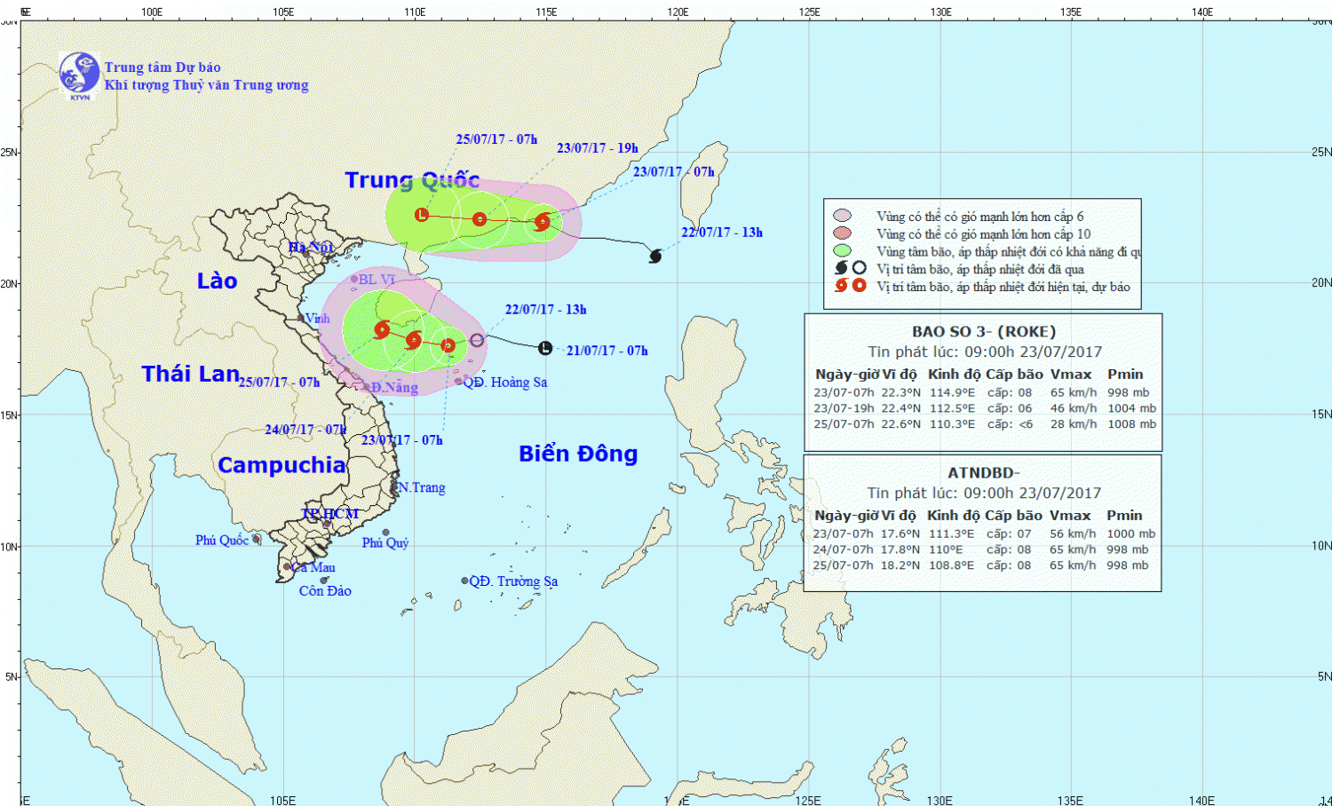 Tin áp thấp nhiệt đới trên Biển Đông và tin bão trên Biển Đông (bão số 3)