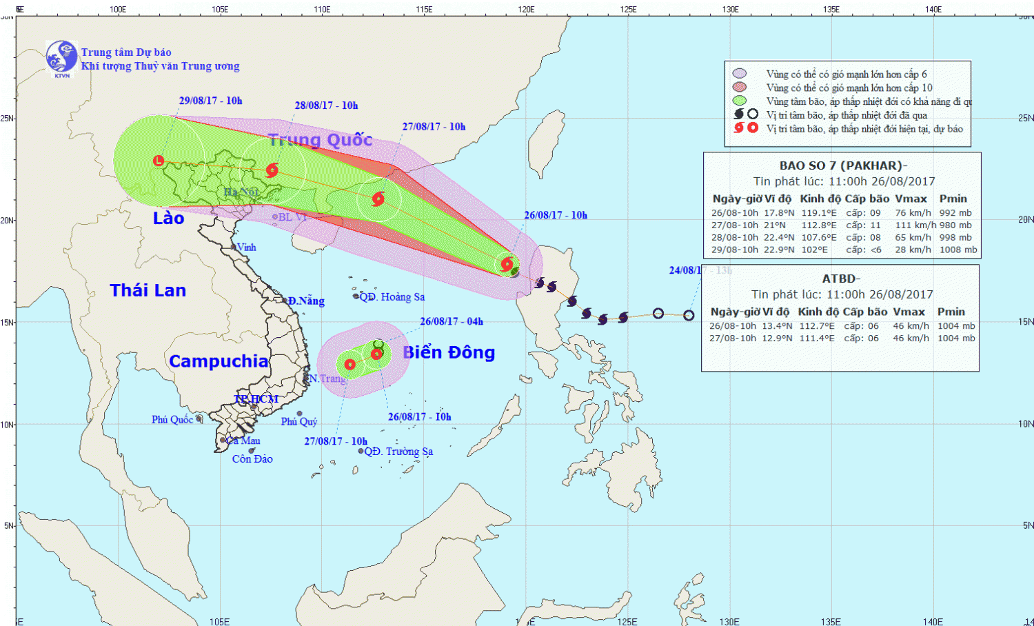 Tin bão trên Biển Đông (cơn bão số 7), tin áp thấp nhiệt đới trên Biển Đông