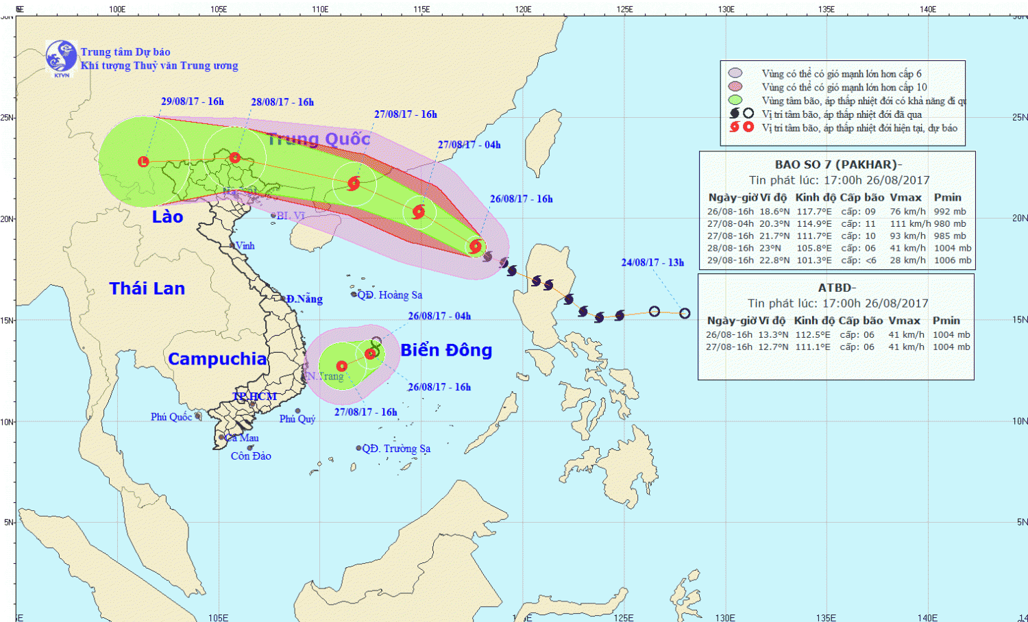 Tin bão trên Biển Đông (cơn bão số 7) và tin ATNĐ trên Biển Đông