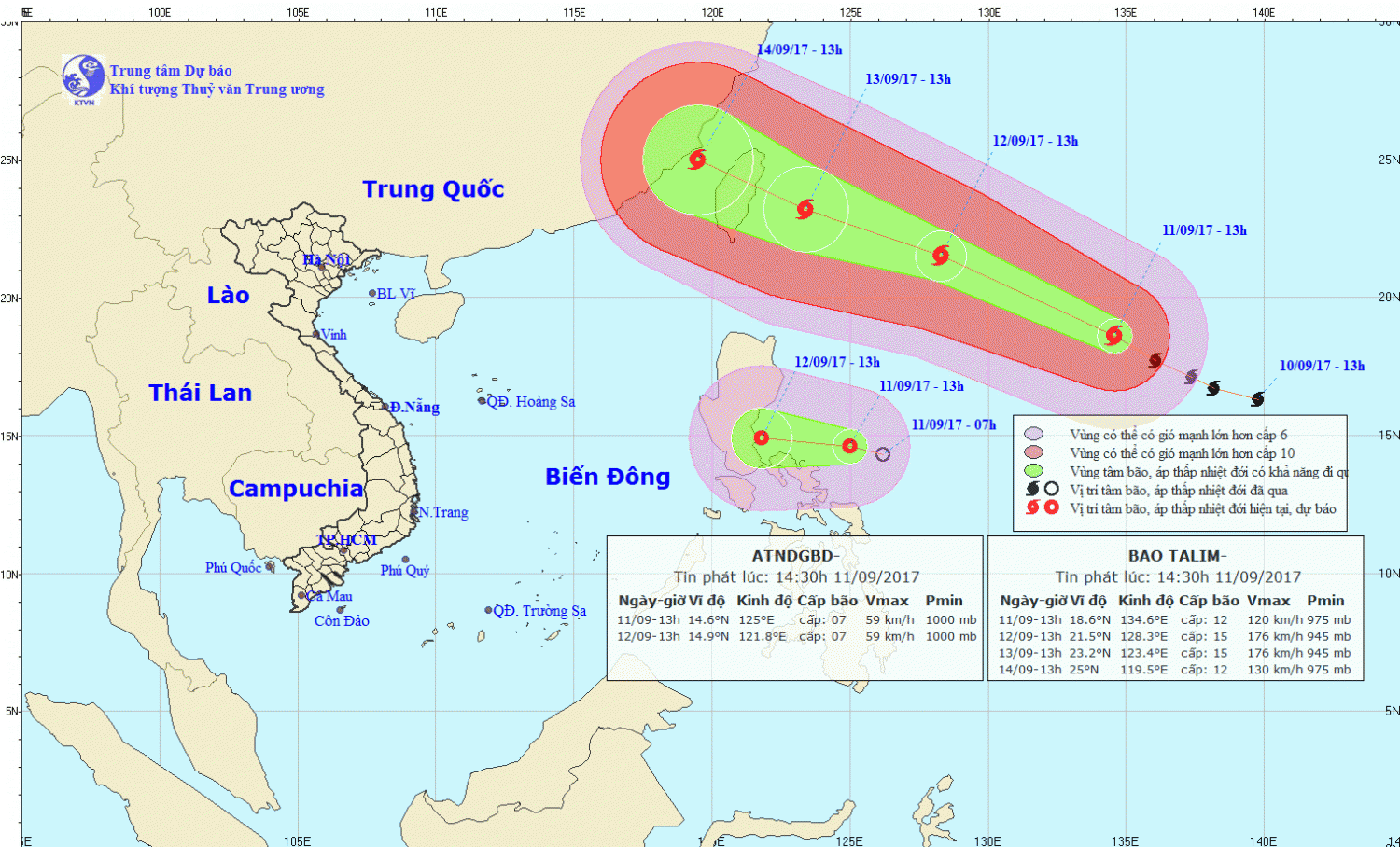 Tin về cơn bão TALIM và áp thấp nhiệt đới gần Biển Đông