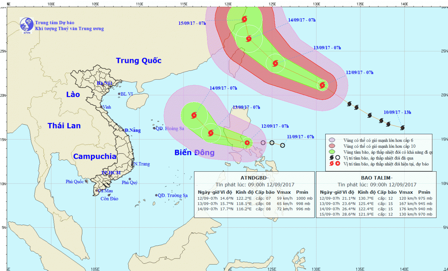 Tin về cơn bão TALIM và Áp thấp nhiệt đới gần Biển Đông