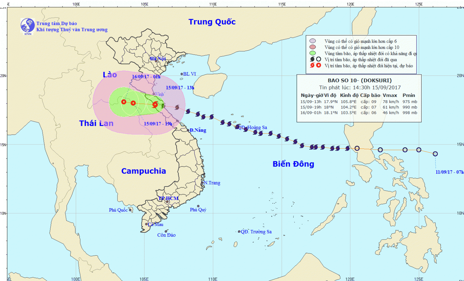 Tin bão trên đất liền (cơn bão số 10)