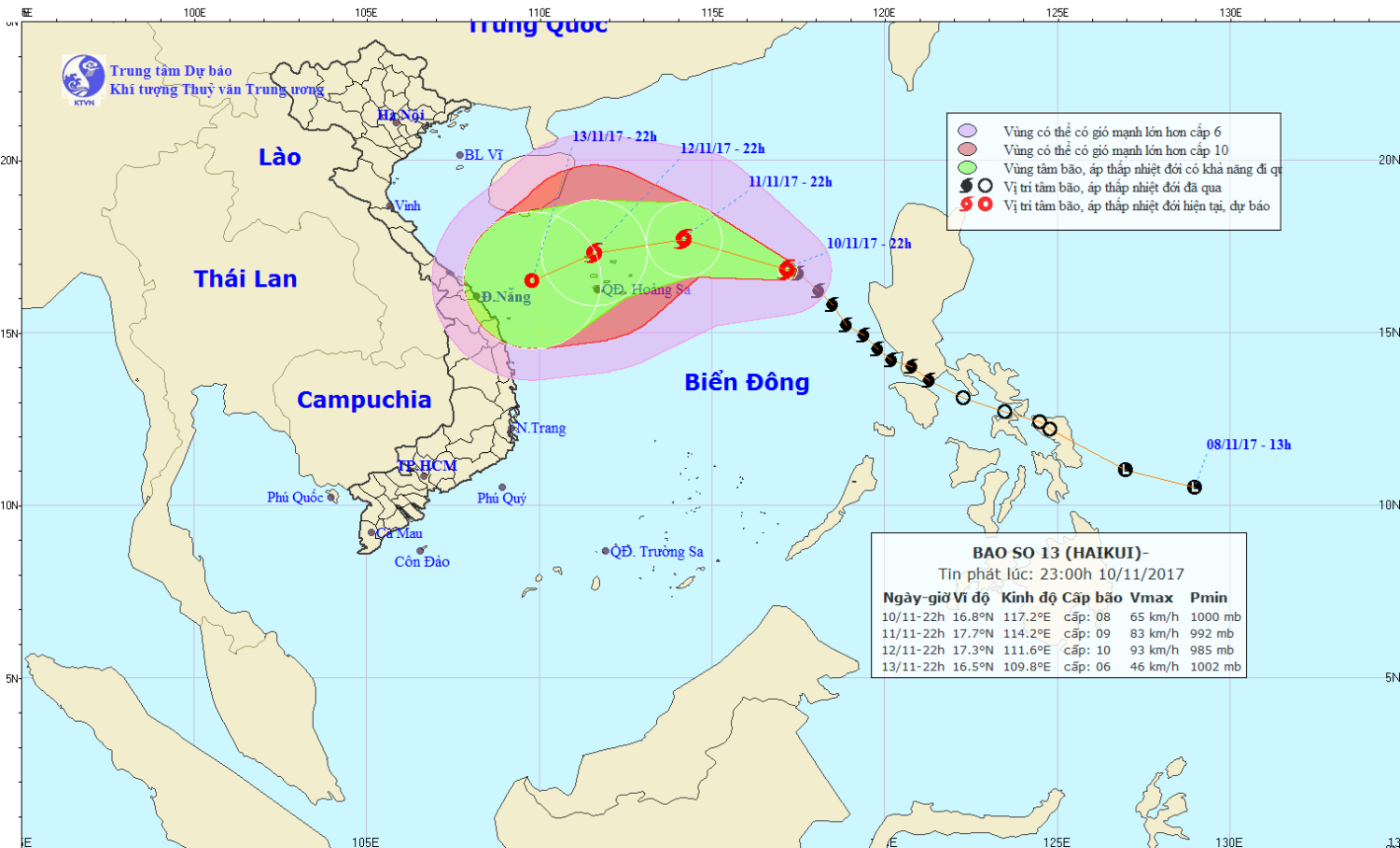 Tin bão trên Biển Đông (cơn bão số 13)