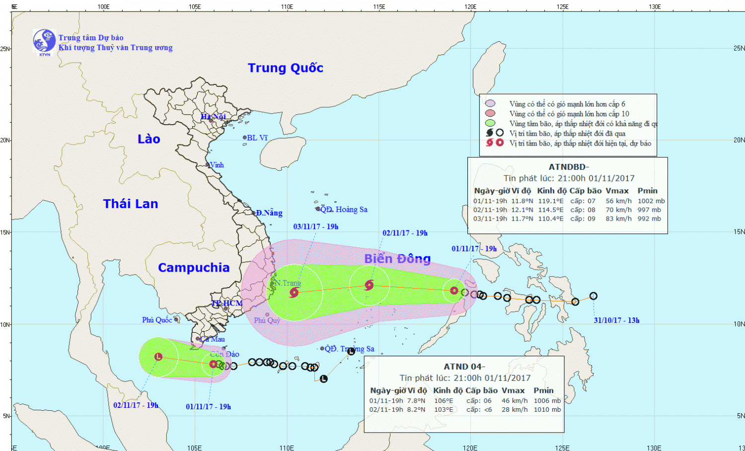 Tin áp thấp nhiệt đới gần bờ và tin áp thấp nhiệt đới trên Biển Đông