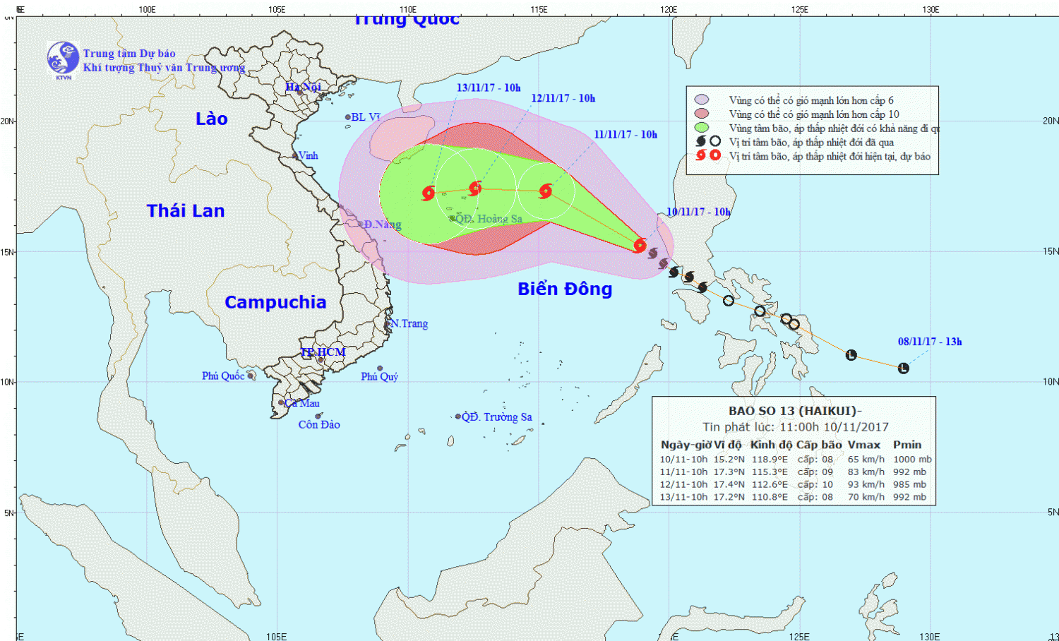 Tin bão trên Biển Đông (cơn bão số 13)