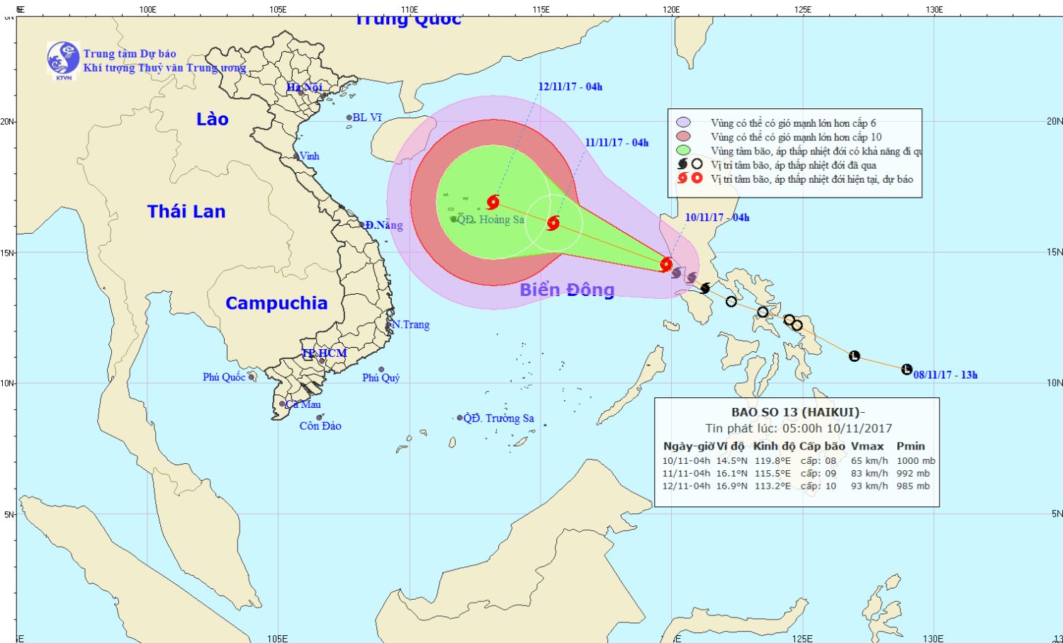 Tin bão trên Biển Đông (cơn bão số 13)