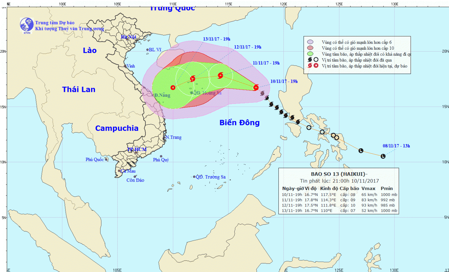 Tin bão trên Biển Đông (cơn bão số 13)