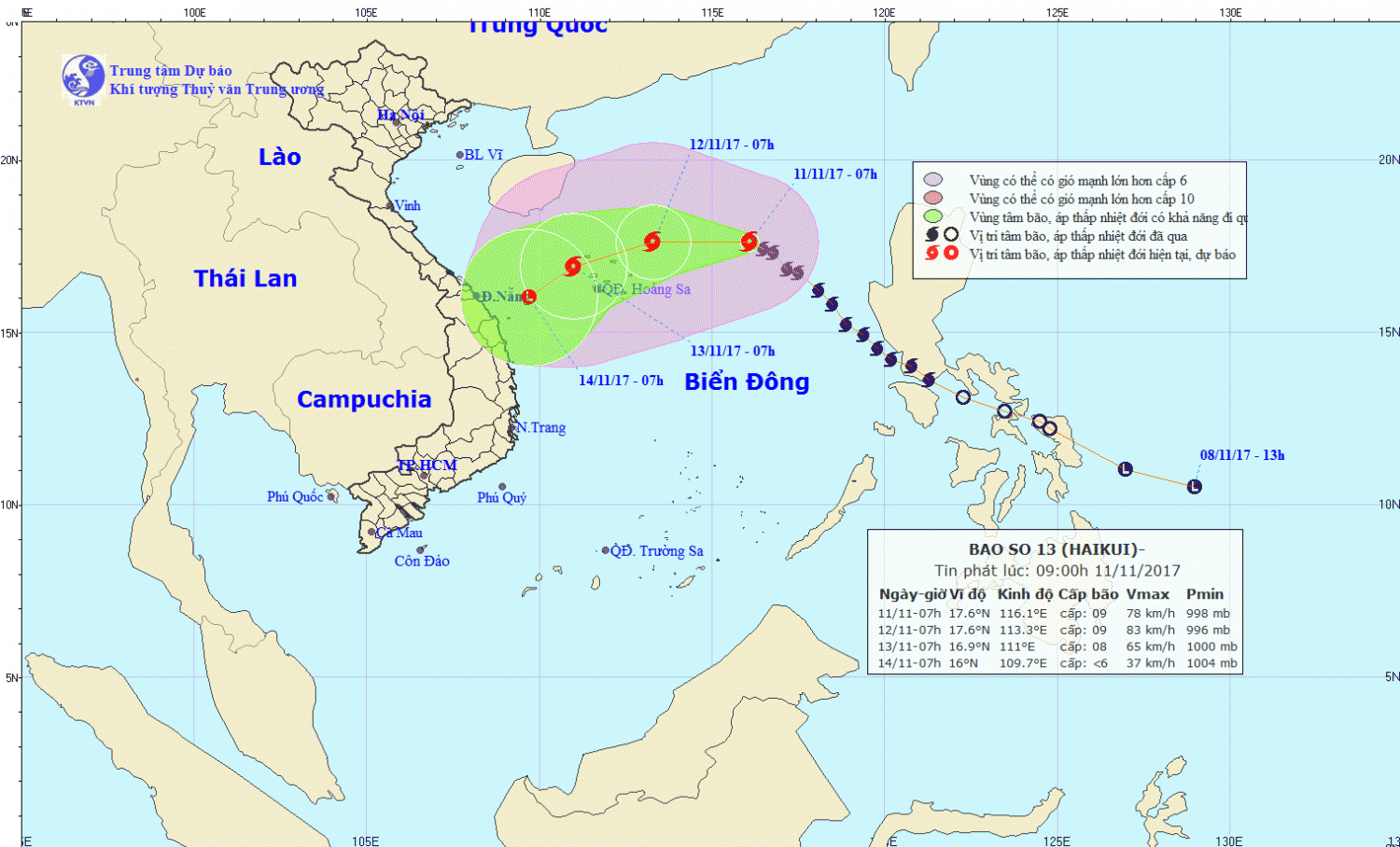 Tin bão trên Biển Đông (cơn bão số 13)