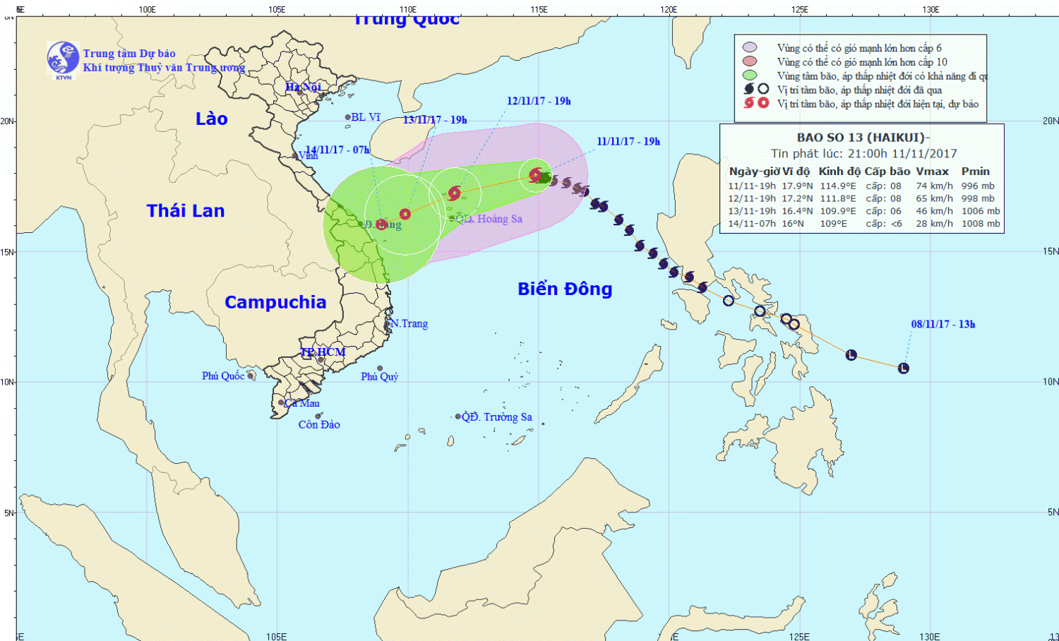 Tin bão trên Biển Đông (cơn bão số 13)