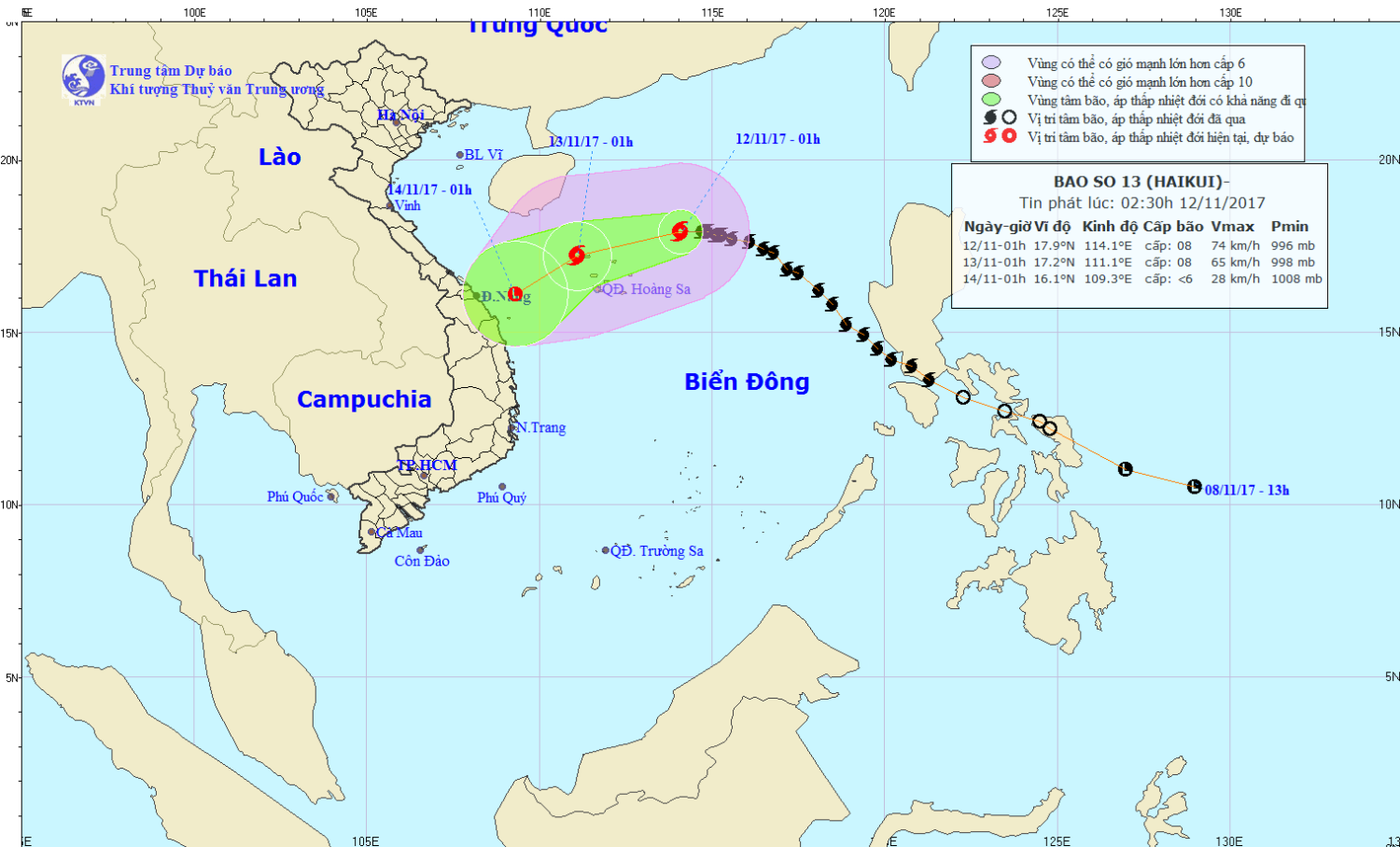 Tin bão trên Biển Đông (cơn bão số 13)