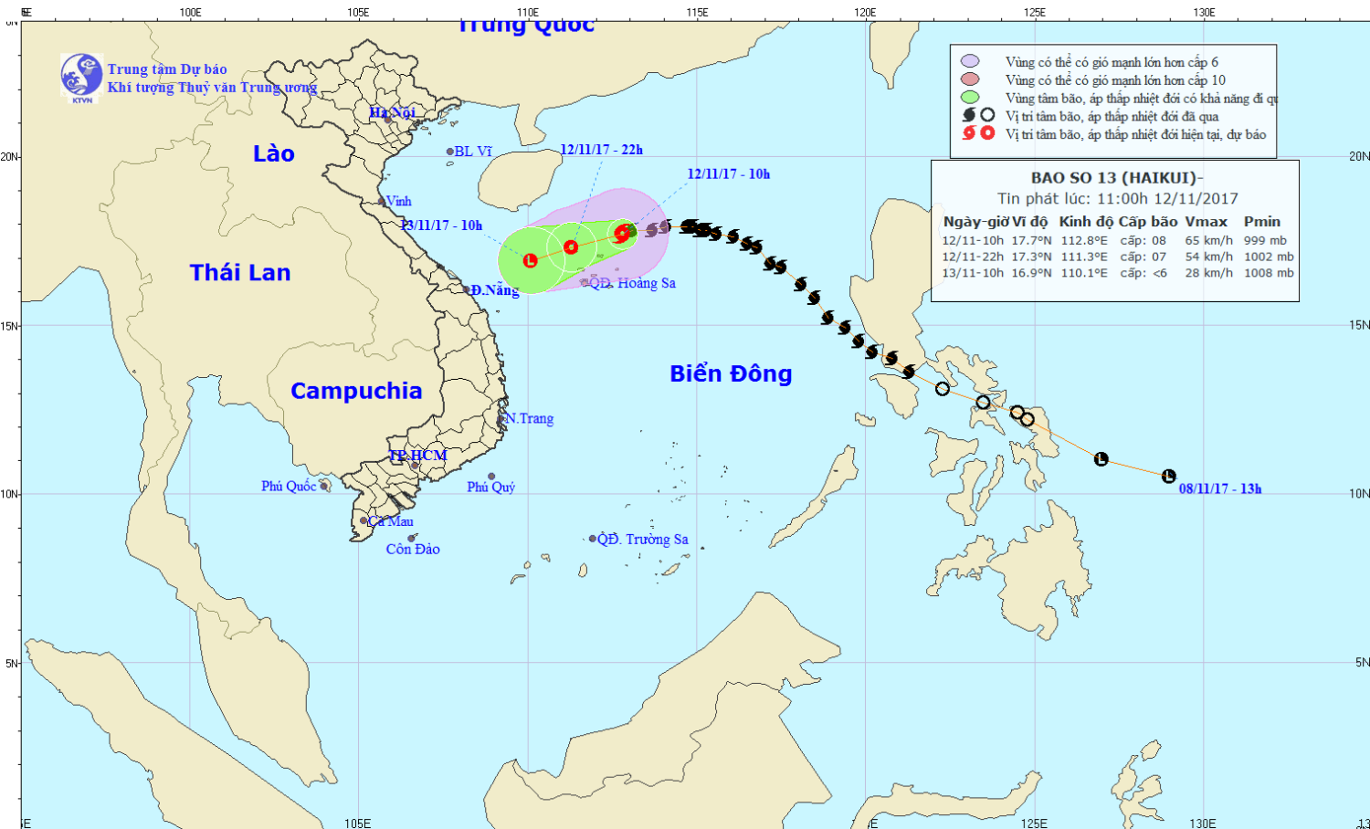 Tin bão trên Biển Đông (cơn bão số 13)