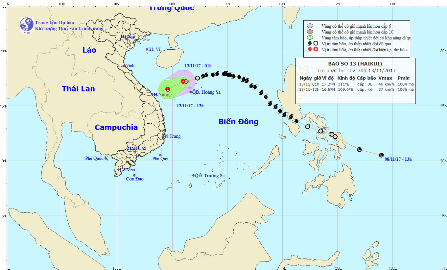 Tin áp thấp nhiệt đới trên Biển Đông (suy yếu từ bão số 13)