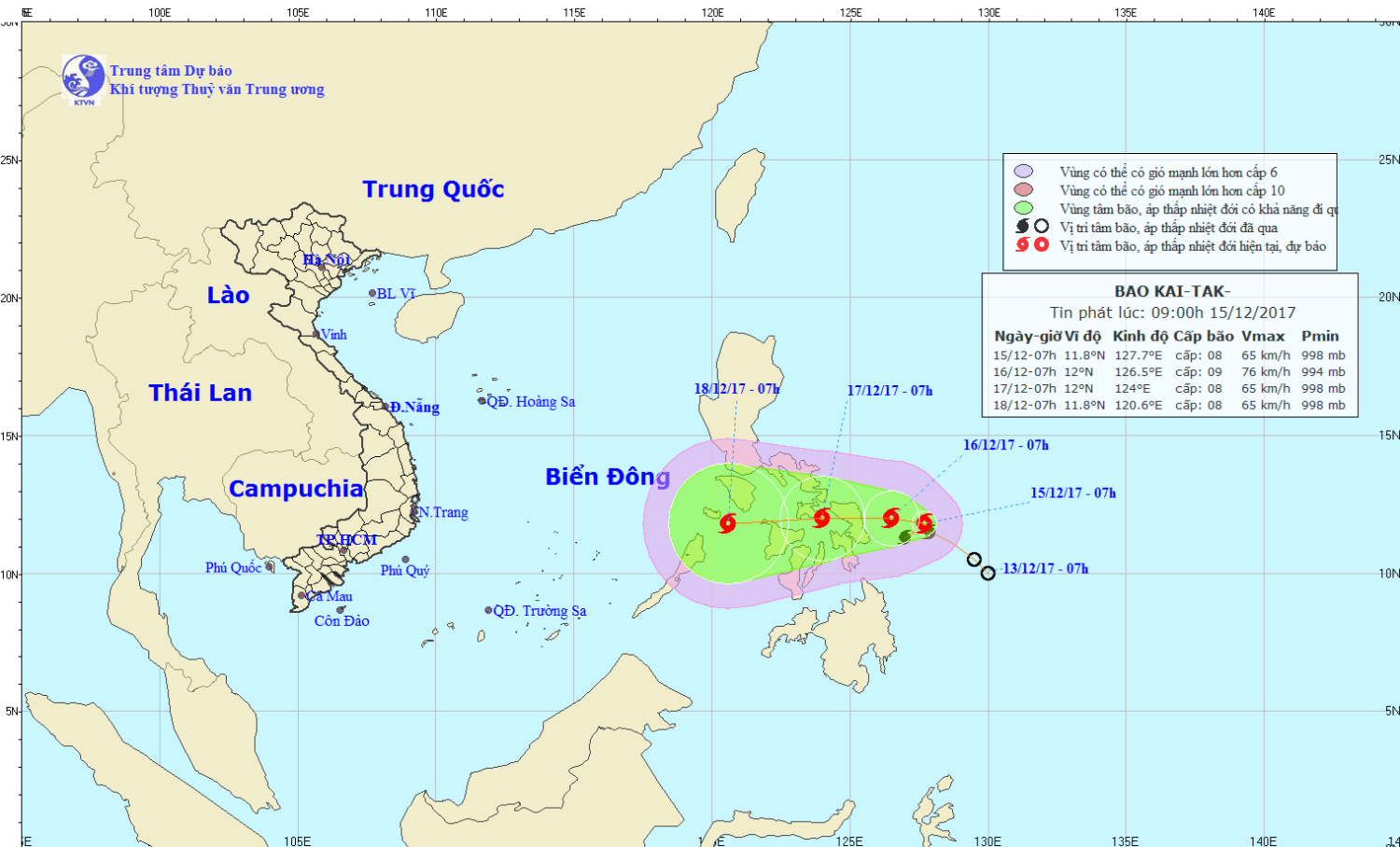 Tin về cơn bão gần Biển Đông (cơn bão KAI-TAK)