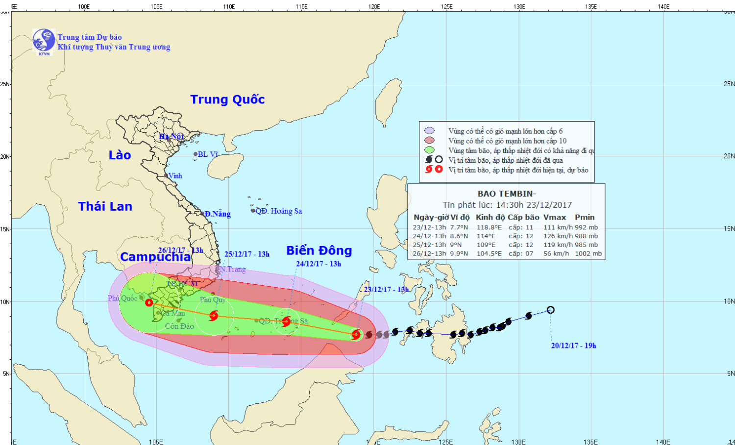 Tin bão gần Biển Đông (bão Tembin)