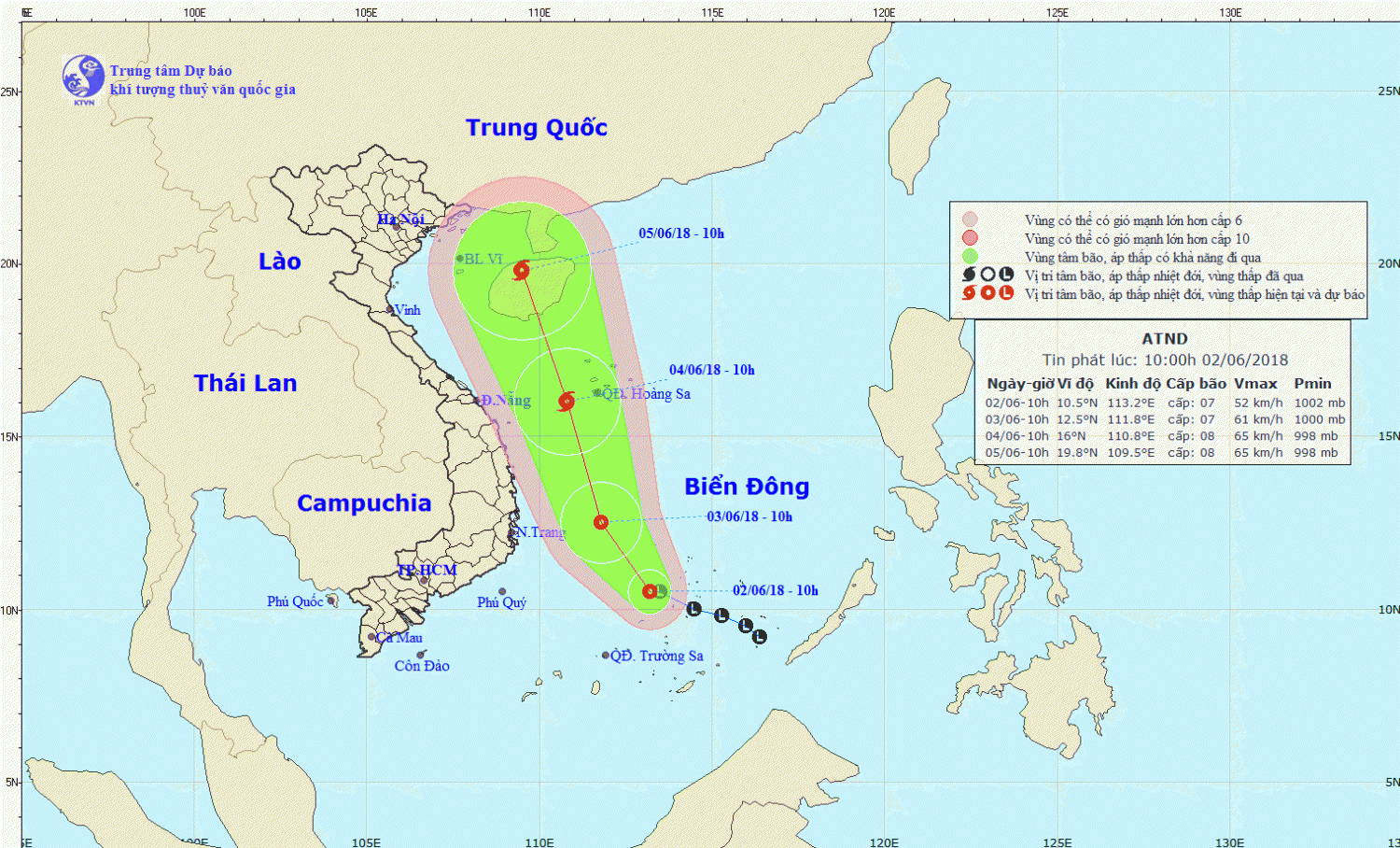 Tin áp thấp nhiệt đới trên Biển Đông (10h00 ngày 02/6)