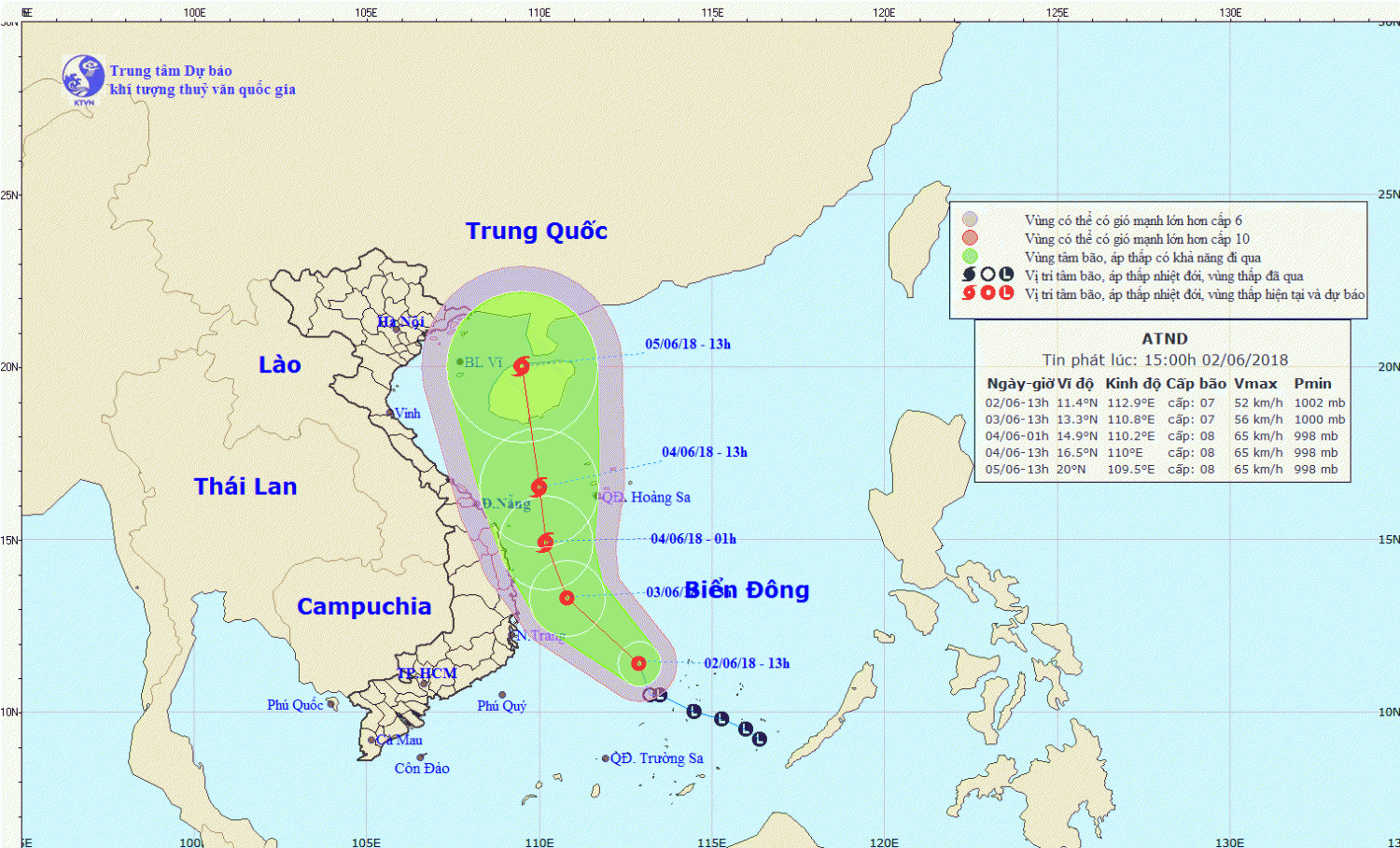 Tin áp thấp nhiệt đới trên Biển Đông (14h30 ngày 02/6)