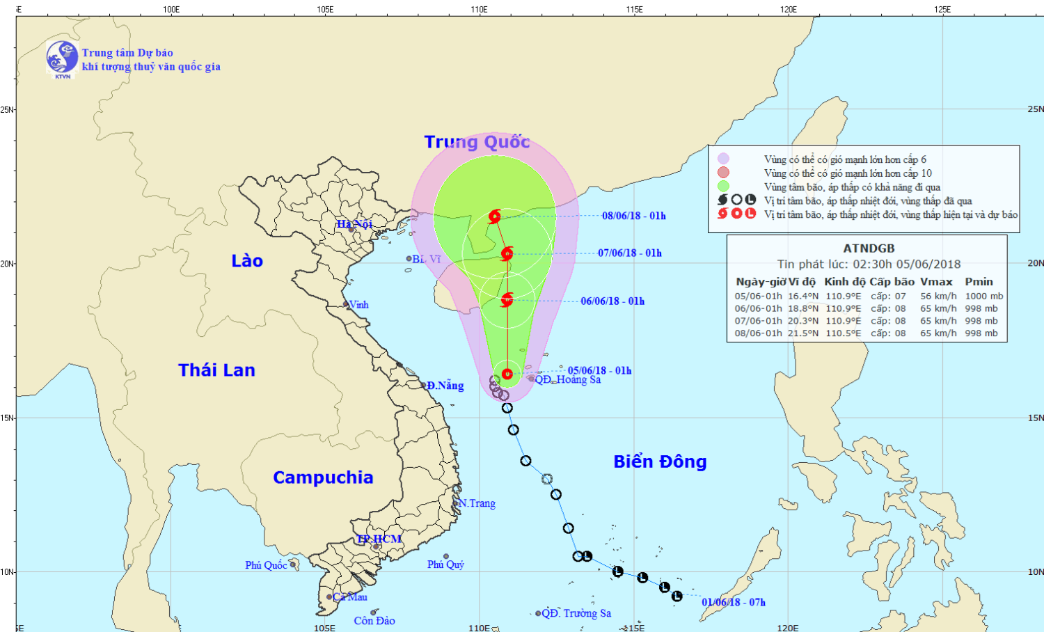 Tin áp thấp nhiệt đới gần bờ (02h30 ngày 05/6)