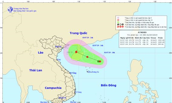 Tin áp thấp nhiệt đới trên Biển Đông (15h30 ngày 01/7)
